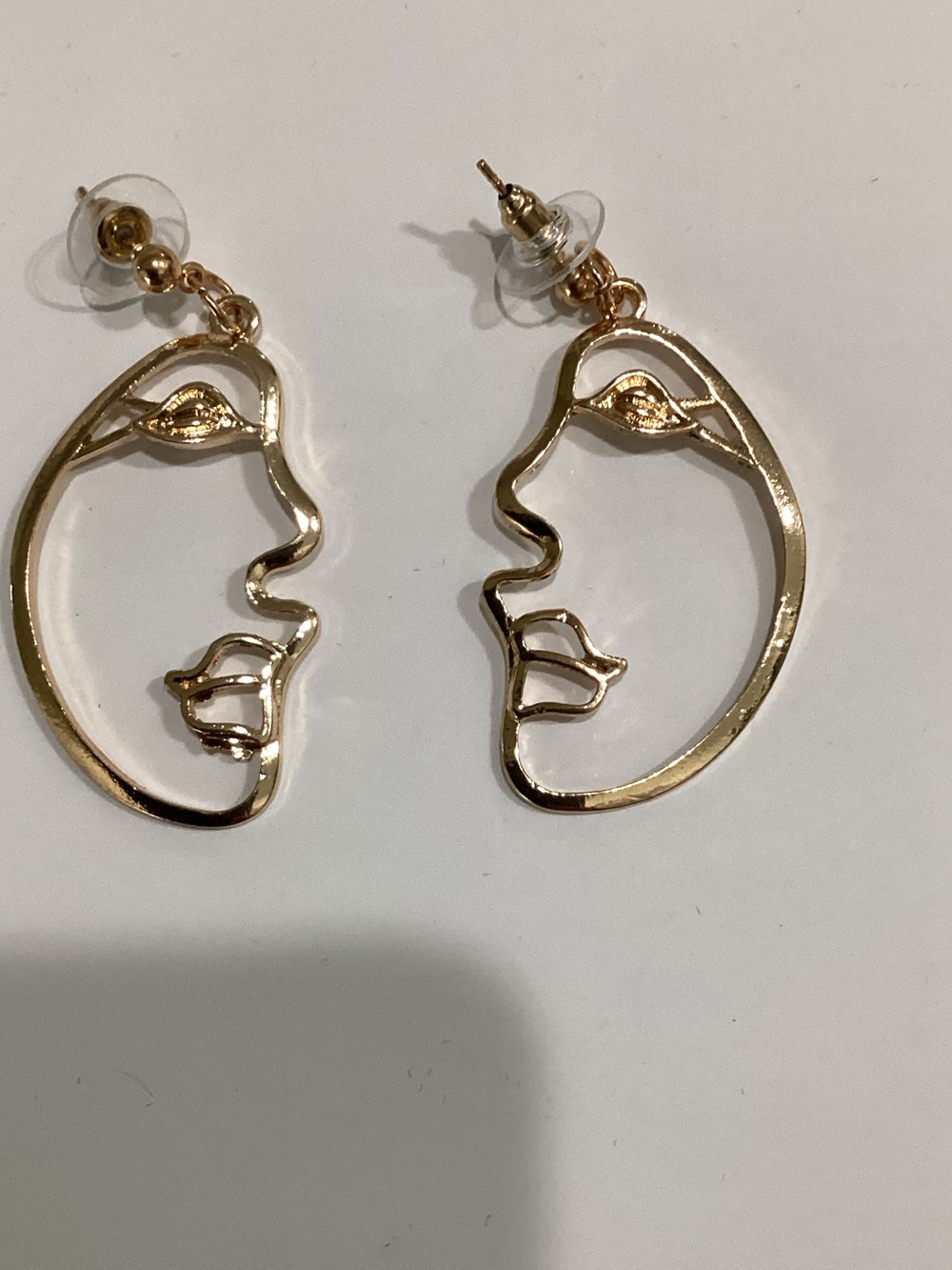 Fashion Jewelry Gold Abstract Face Outline Drop Earrings‎